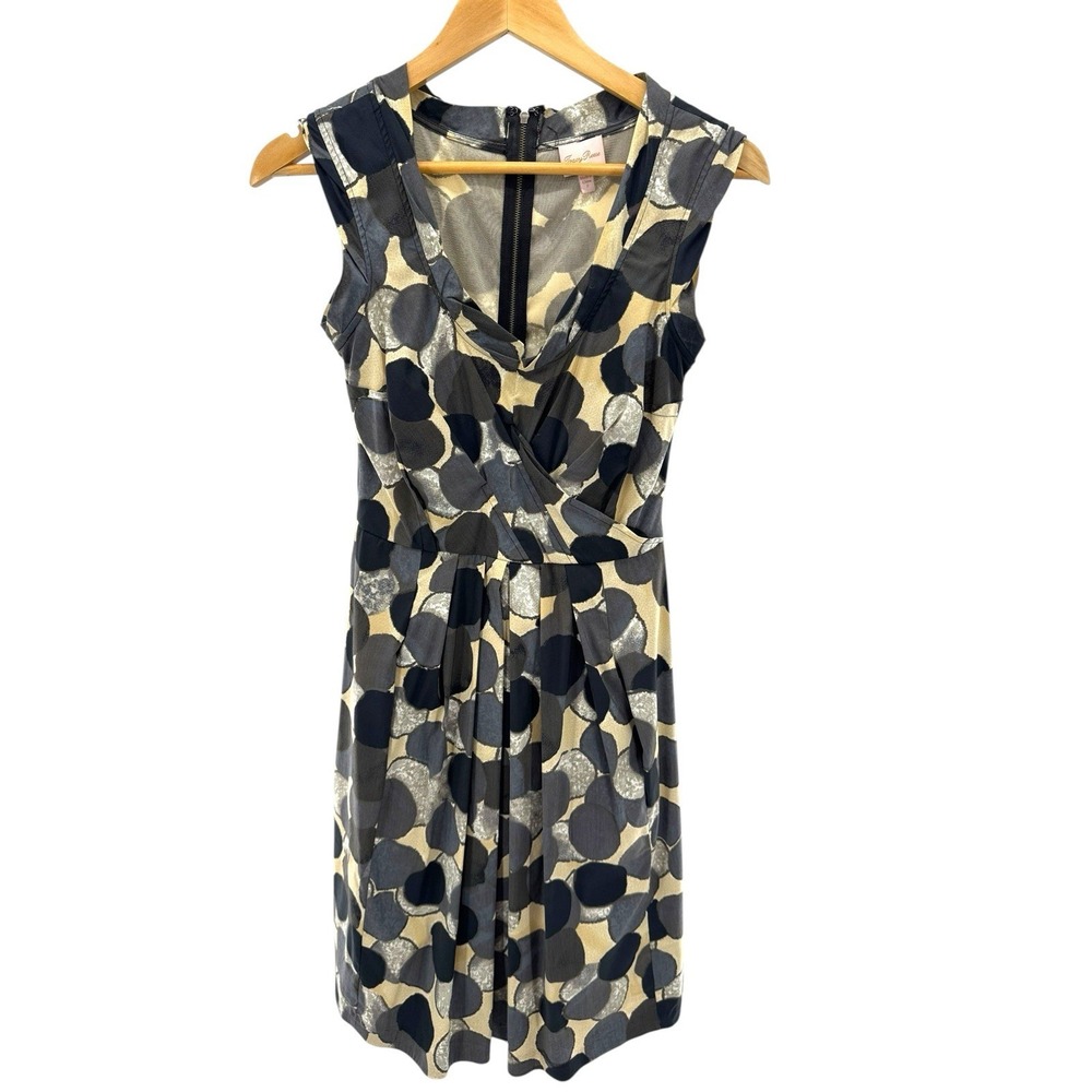 Tracy Reese New‎ York Polka Dot Sleeveless Fit & Flare Dress Black Beige Size 2